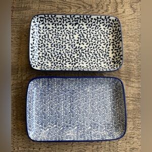 Set Of 2 Pier 1 Blue swirl rectangular dish Bowl 8x5x1” Catch All Decor Storage